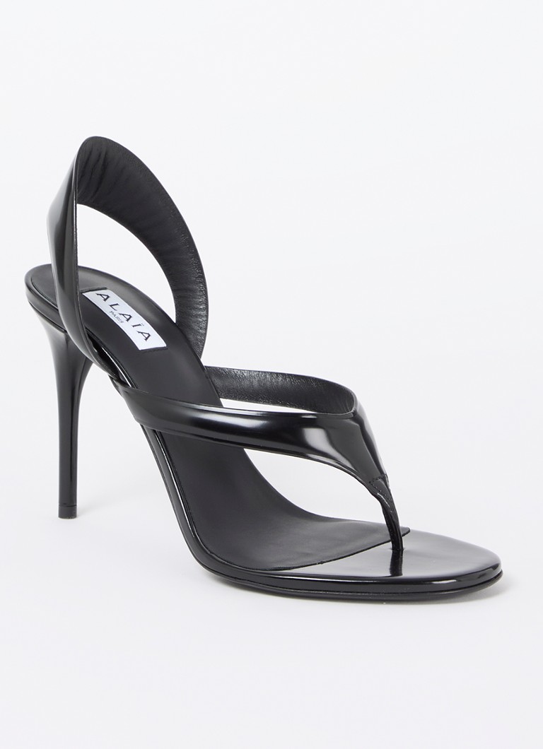 Alaïa - Tong sandalette van kalfsleer met lakfinish - Zwart