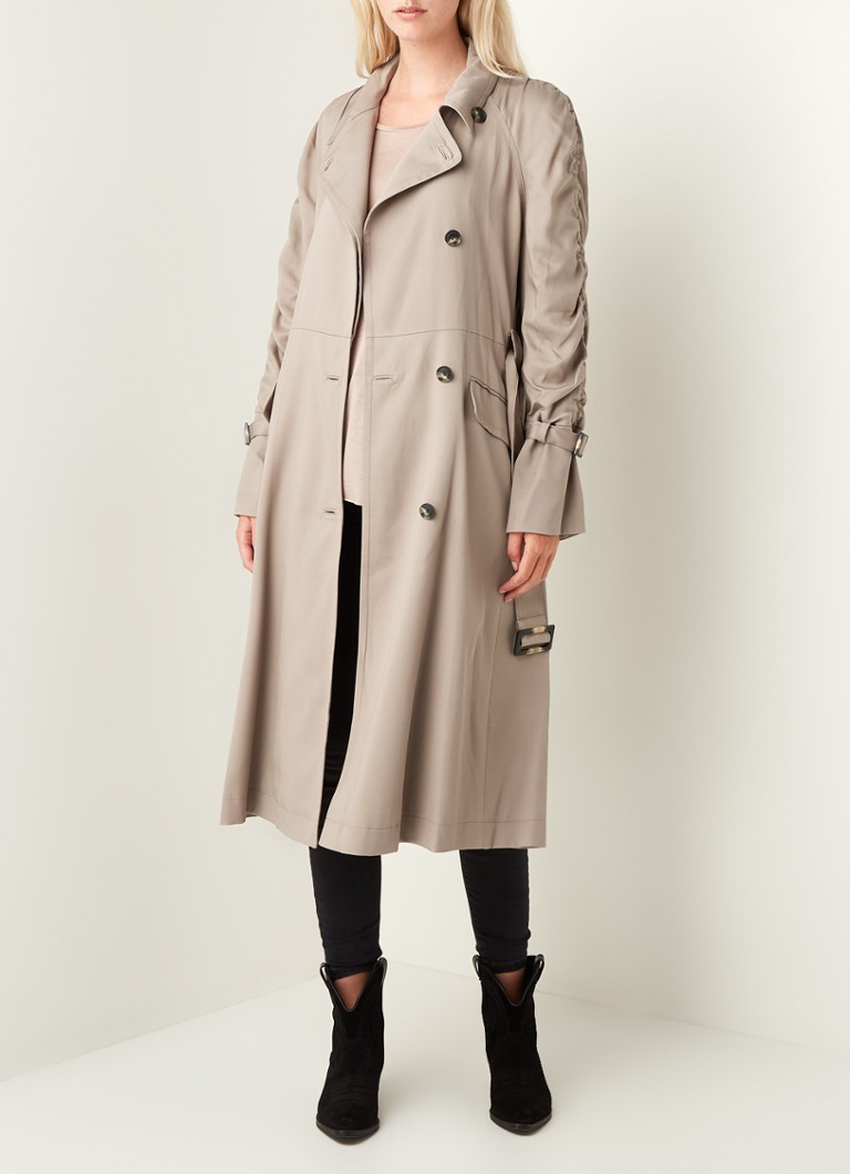 ALLSAINTS Cecil trenchcoat van lyocell met ceintuur • Donkerbeige