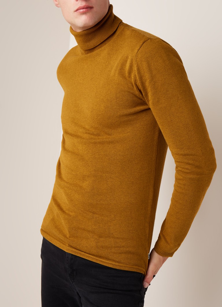America Today - Kolb fijngebreide coltrui van katoen  - Mosterd