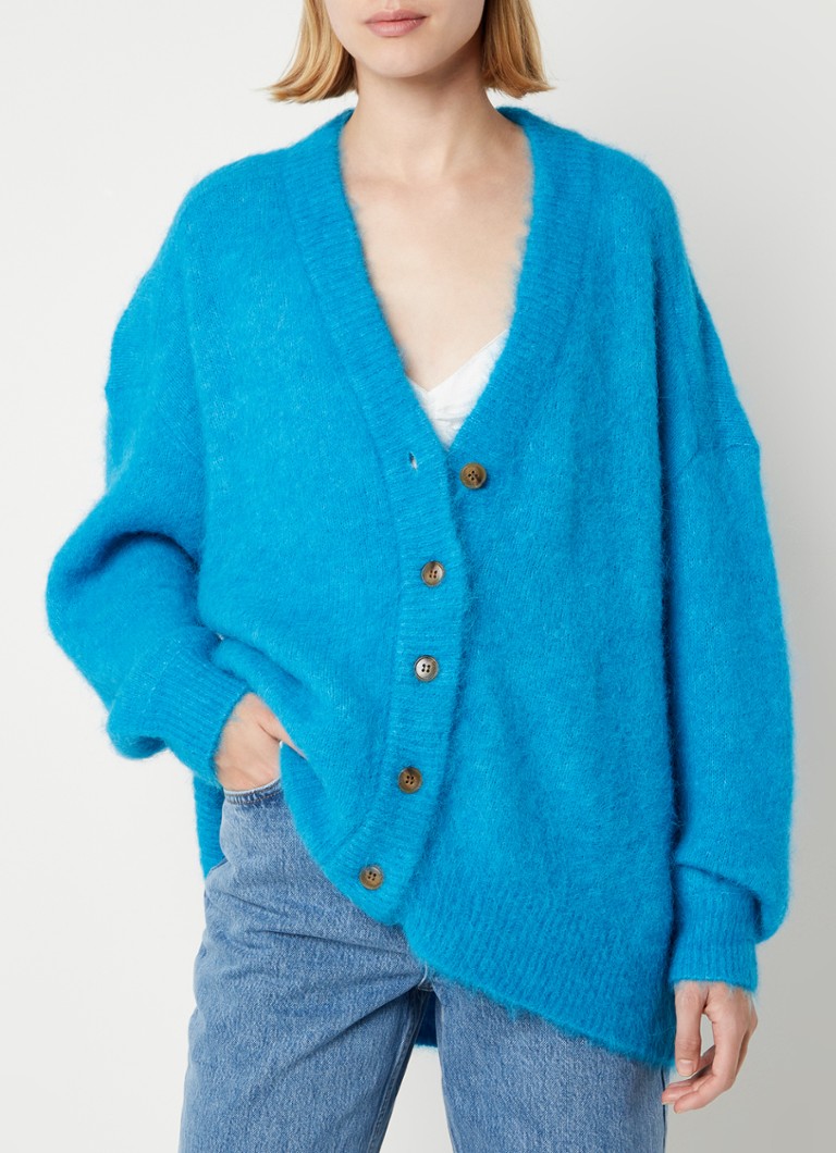 Cardigan en laine mélangée à maille fine avec structure De Bijenkorf Vêtements Pulls & Gilets Gilets Cardigans 