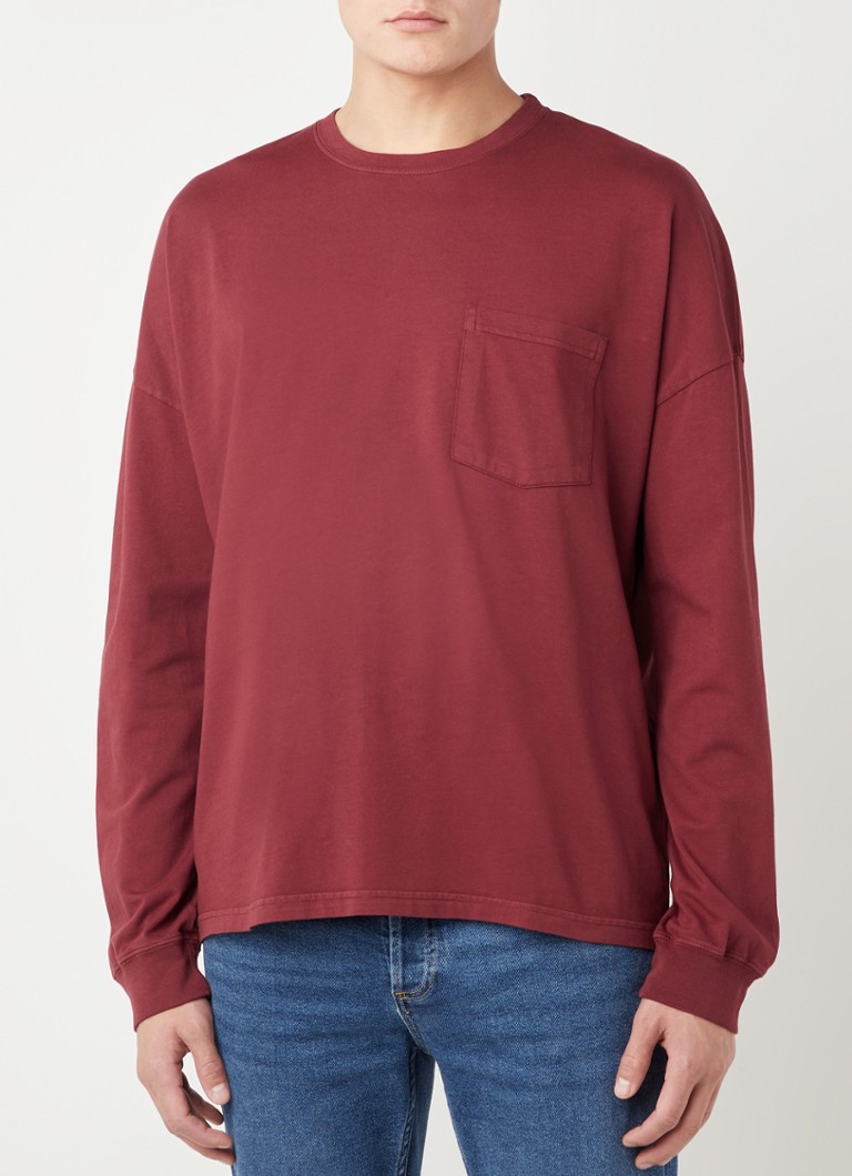 American Vintage - T-shirt à manches longues Fizvalley avec poche poitrine - Rouge brique