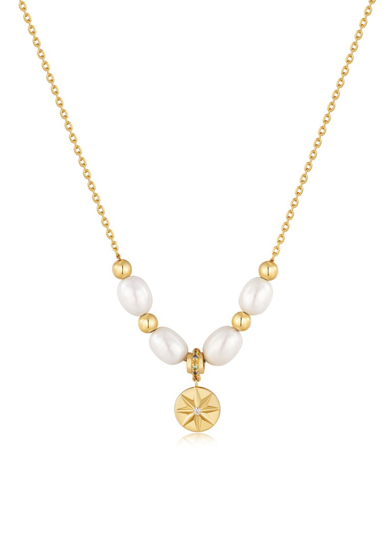Ania Haie - Pearl Star ketting M met zirkonia - Goud