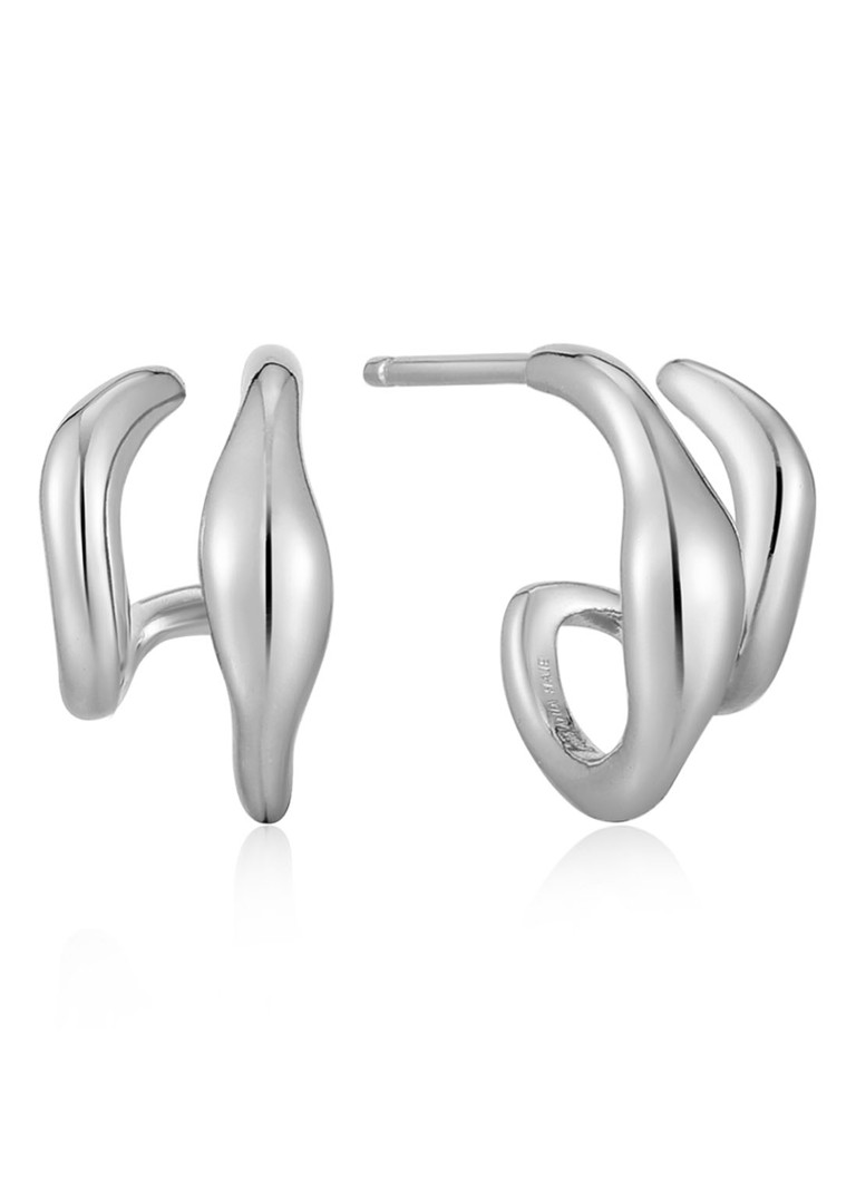 Ania Haie - Wave Double Stud oorstekers van zilver - Zilver