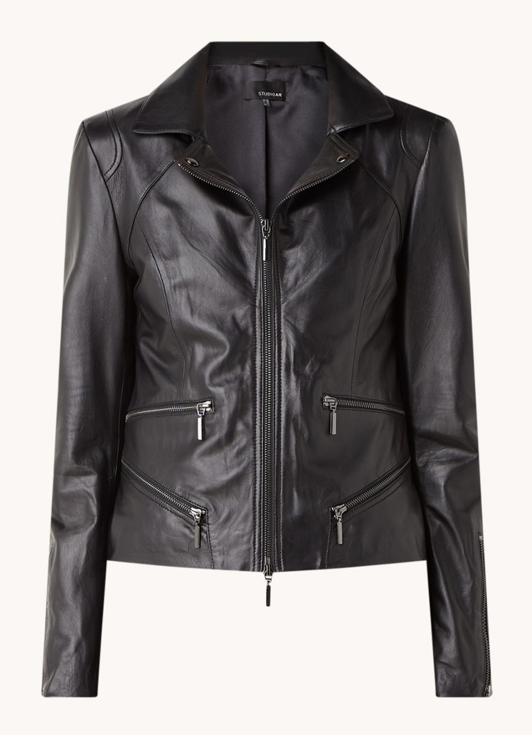 Arma Veste Motard Bebe En Cuir De Mouton Avec Poches Zippees Noir De Bijenkorf