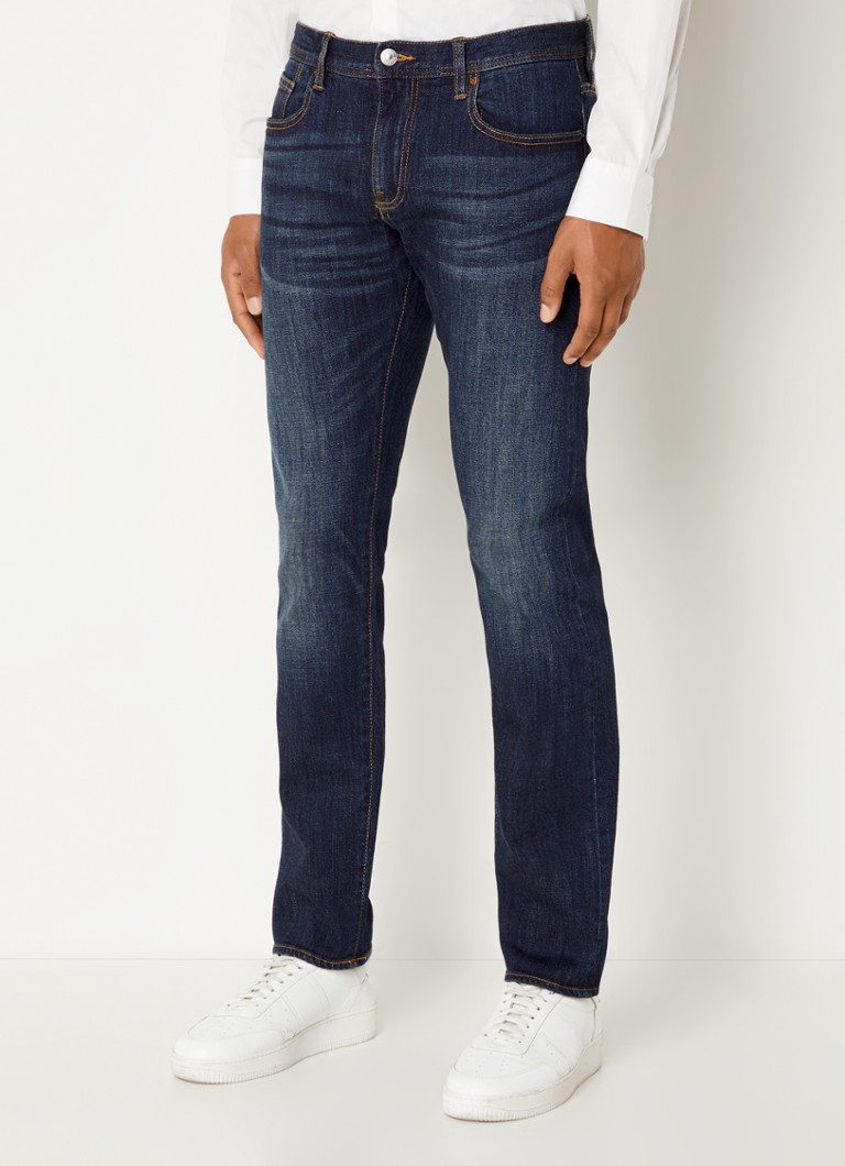 Armani Exchange - Slim fit jeans met donkere wassing - Indigo