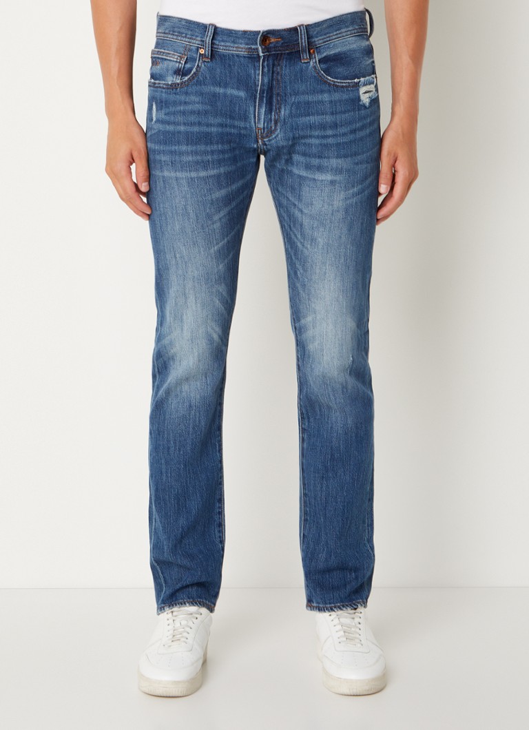 Armani Exchange - Slim fit jeans met donkere wassing  - Indigo