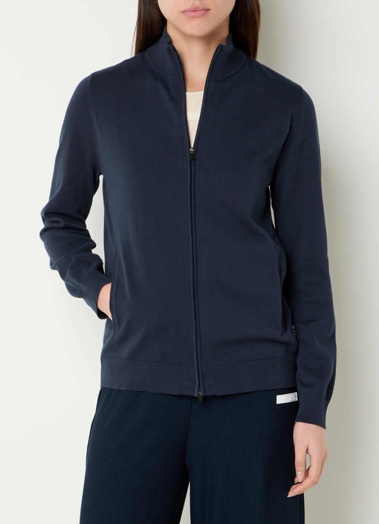 Armani - Fijngebreid vest met opstaande kraag - Indigo