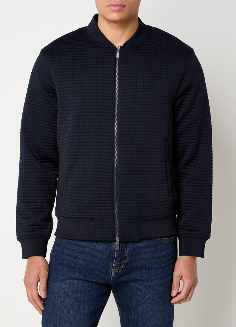 Armani - Gewatteerd bomberjack met structuur - Donkerblauw