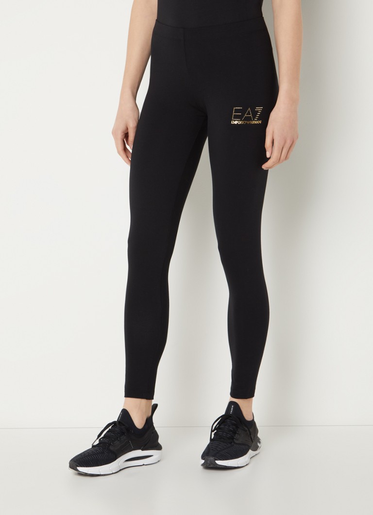 Armani - Mid waist cropped trainingslegging met logoprint - Zwart