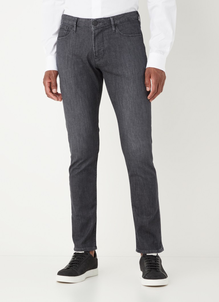 Armani - Slim fit jeans met donkere wassing en stretch - Antraciet
