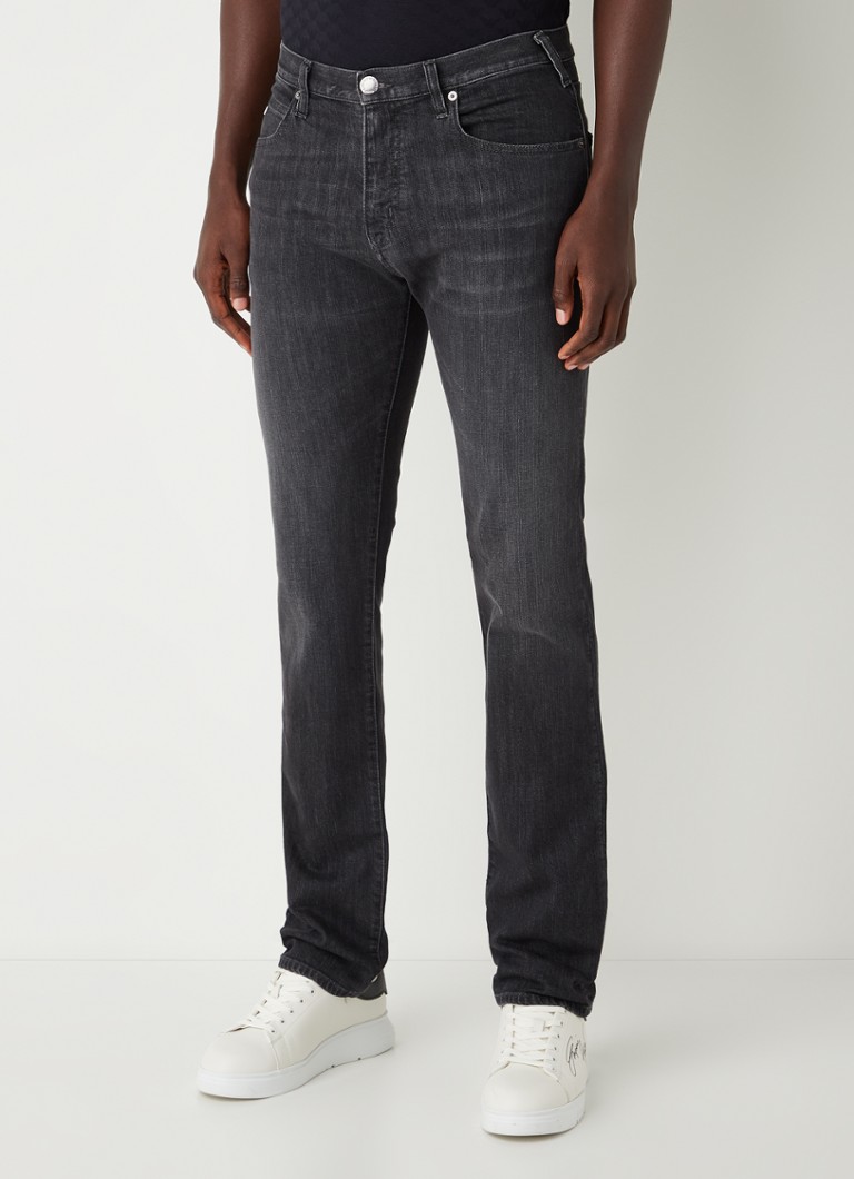 Armani - Straight leg jeans met stretch - Antraciet
