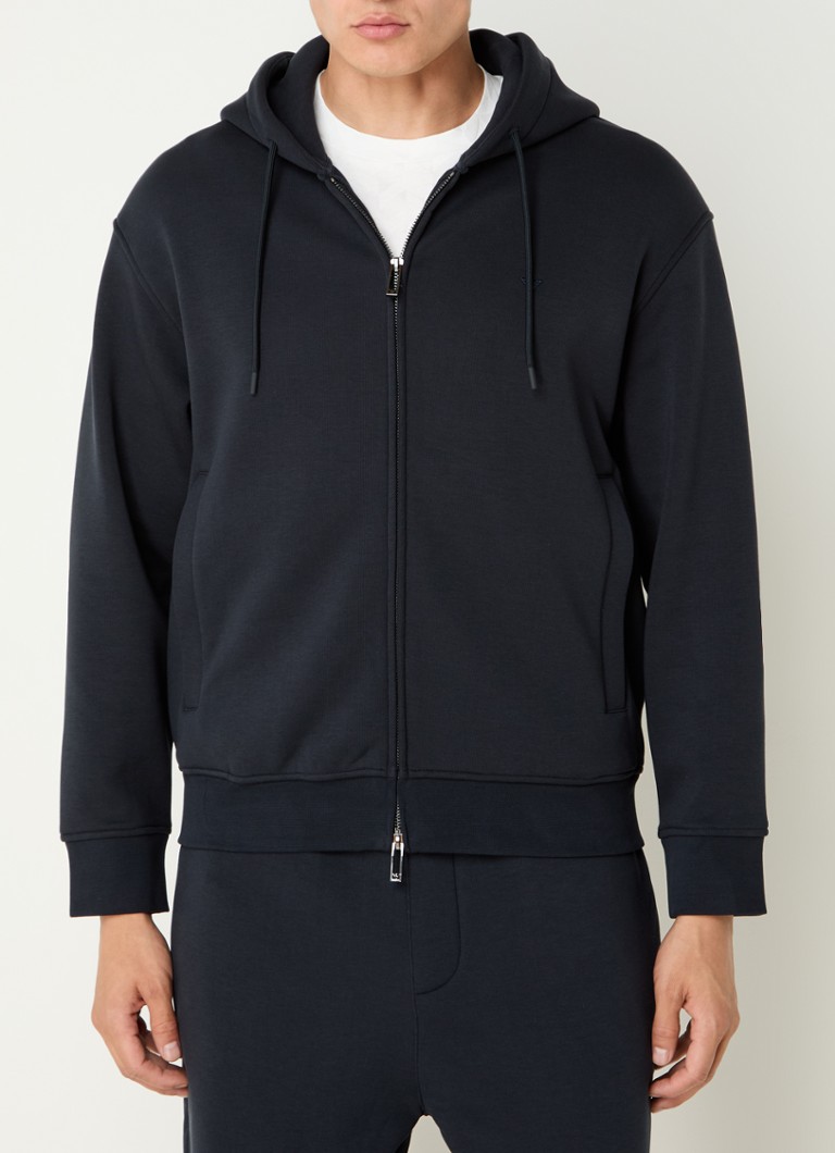 Armani - Sweatvest in lyocellblend met logo - Donkerblauw