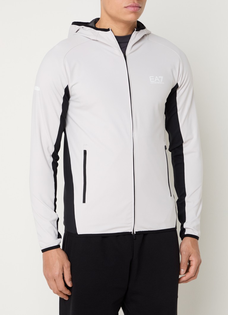 Armani - Sweatvest met logo en ritszakken - Lichtgrijs
