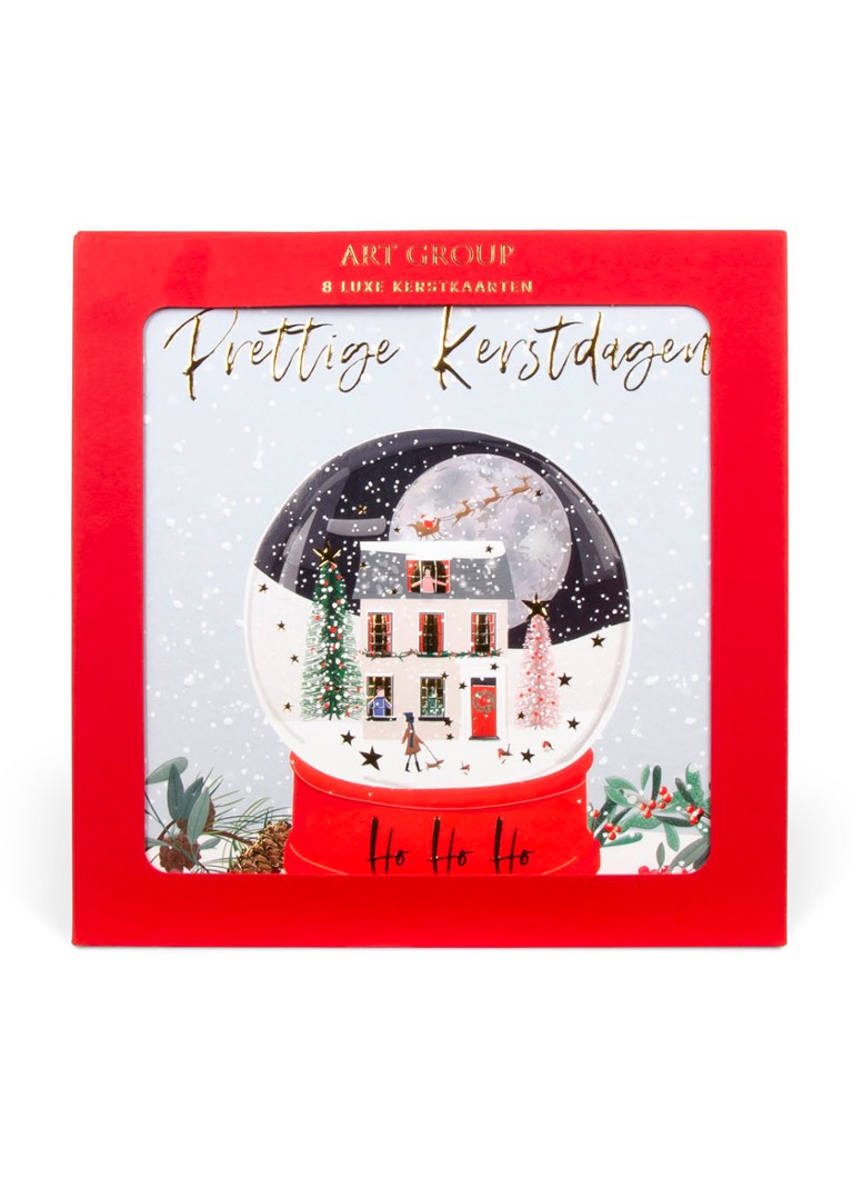 Art Group Classic Red Sneeuwbol 1 design Kerstkaart met envelop set