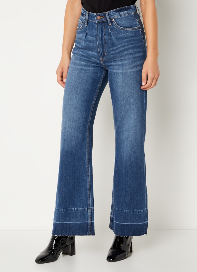 Articles Of Society - Soho high waist wide leg cropped jeans met medium wassing - Indigo