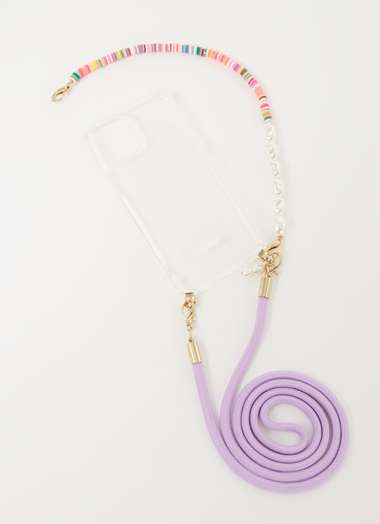 Ateljé - Coque de téléphone à bandoulière Rainbow Short Lilac pour iPhone 12 Pro - Transparent