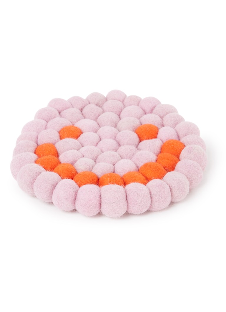 Aveva - Pannenonderzetter van wol met print - Roze