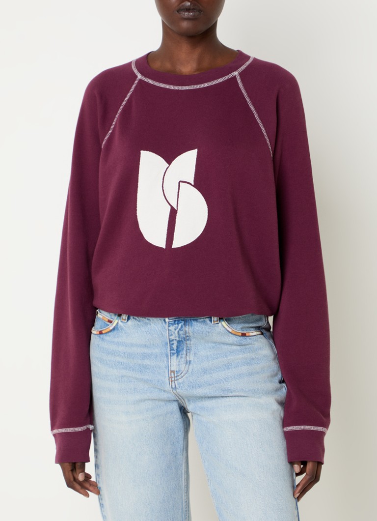 ba&sh - Bart sweater van biologisch katoen met logoborduring - Aubergine