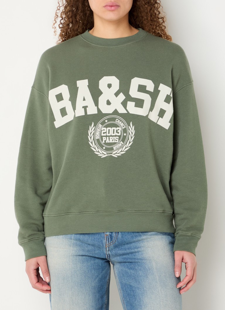 ba&sh - Benjamin sweater met logoprint - Legergroen