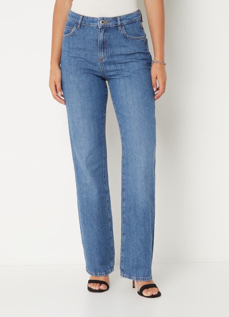ba&sh - Idro high waist straight leg jeans met medium wassing - Indigo