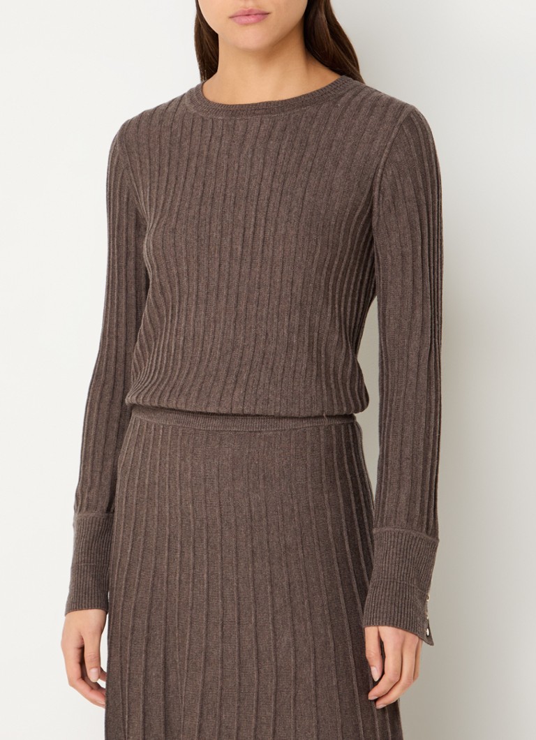 ba&sh - Jinie ribgebreide longsleeve in wolblend - Chocoladebruin