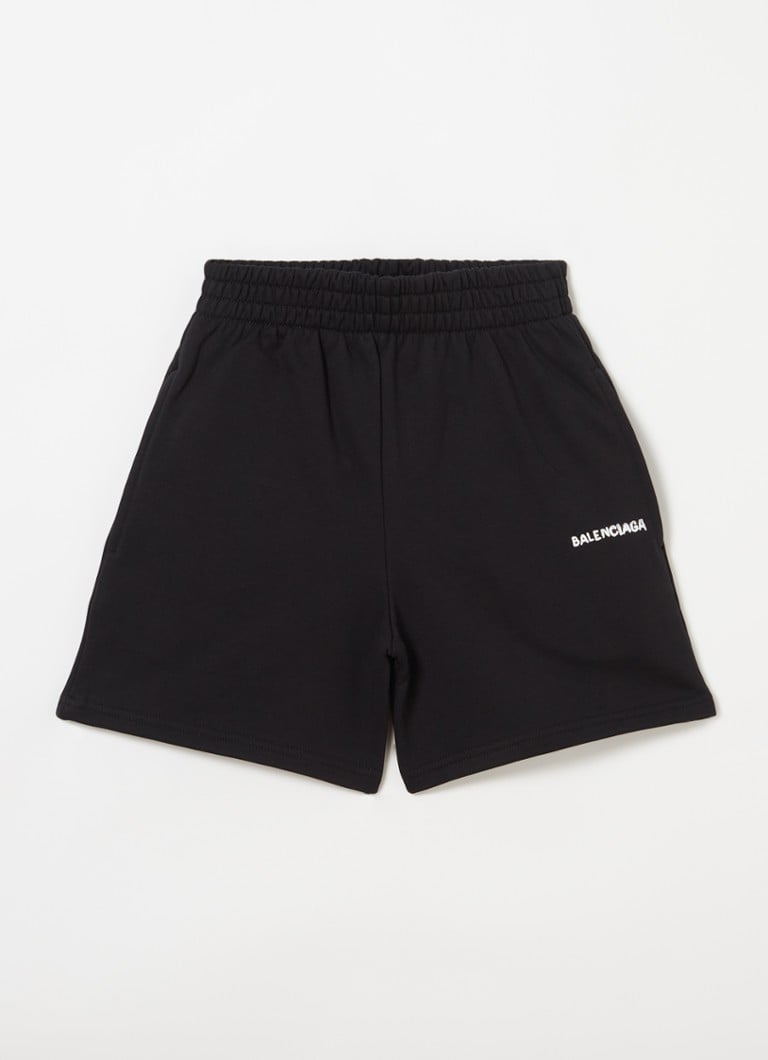 Balenciaga - High waist straight fit korte joggingbroek met logo - Zwart