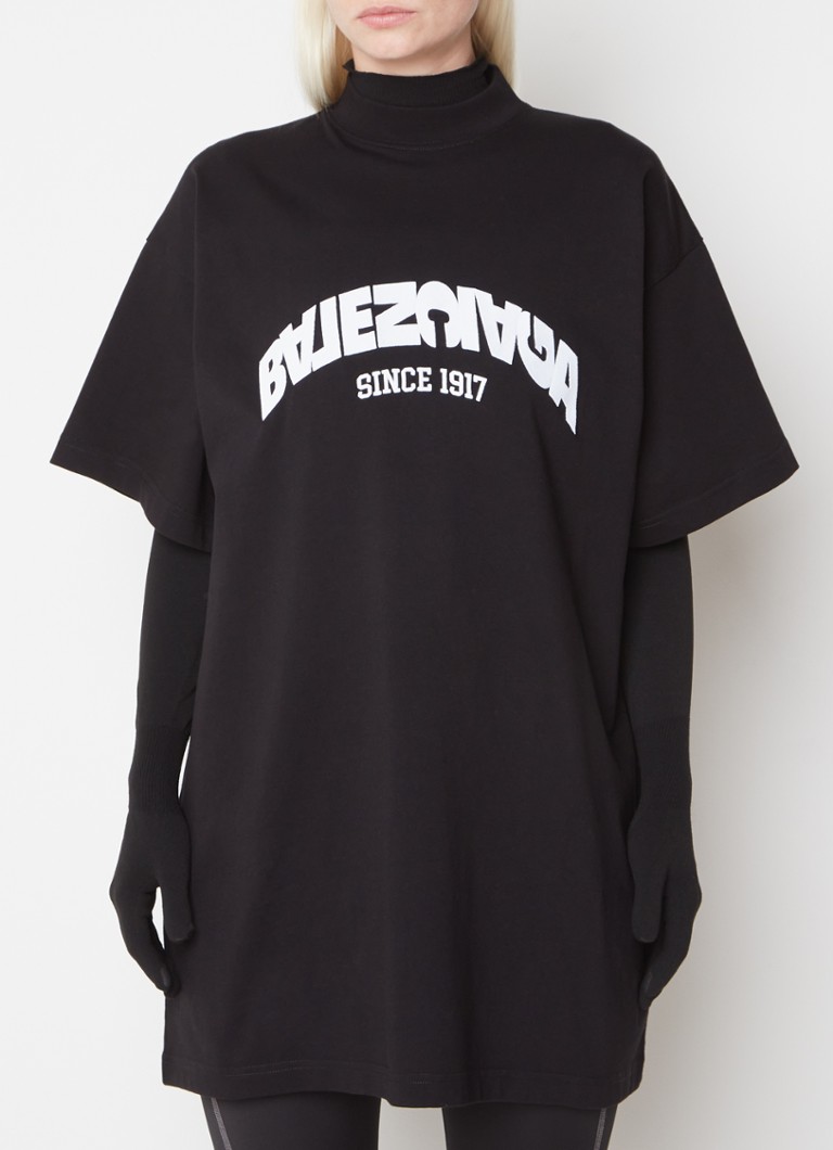 Balenciaga - Oversized T-shirt met logoborduring - Zwart