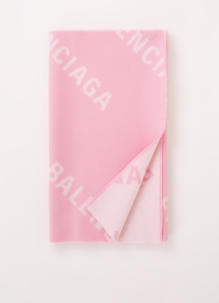 Balenciaga - Sjaal van wol met logoprint 195 x 50 cm - Roze