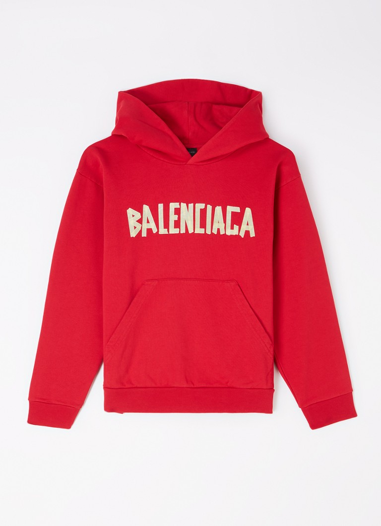 Balenciaga - Tape hoodie met logo- en backprint - Rood
