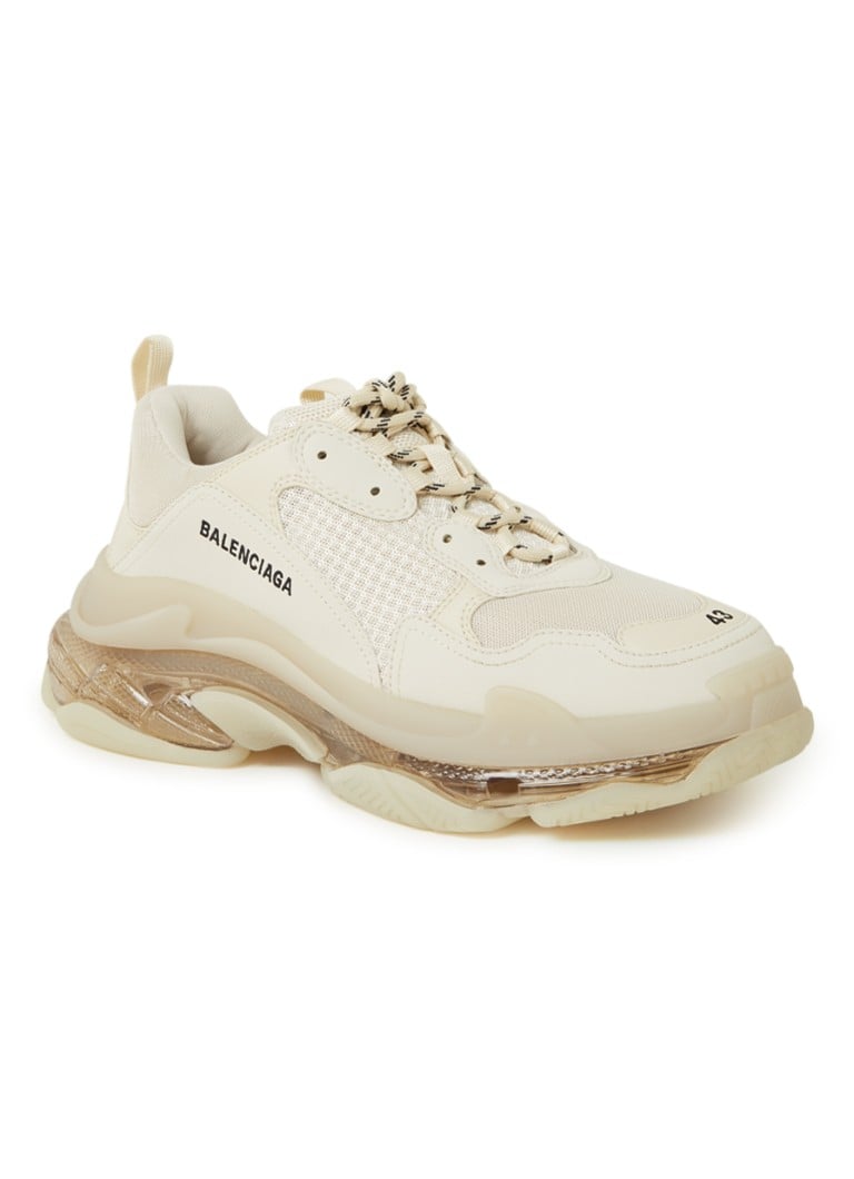 Balenciaga - Triple S sneaker met kalfsleren details - Gebroken wit
