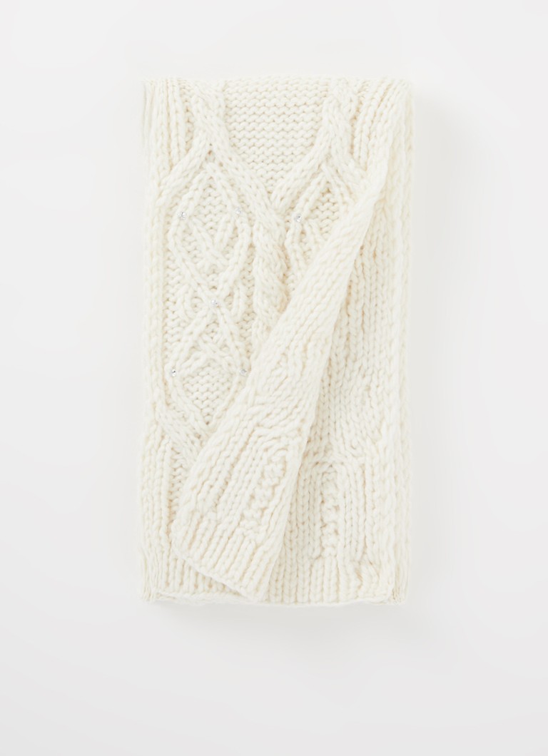 Barts - Cessy kabelgebreide sjaal met strass 155 x 15 cm - Ivoor