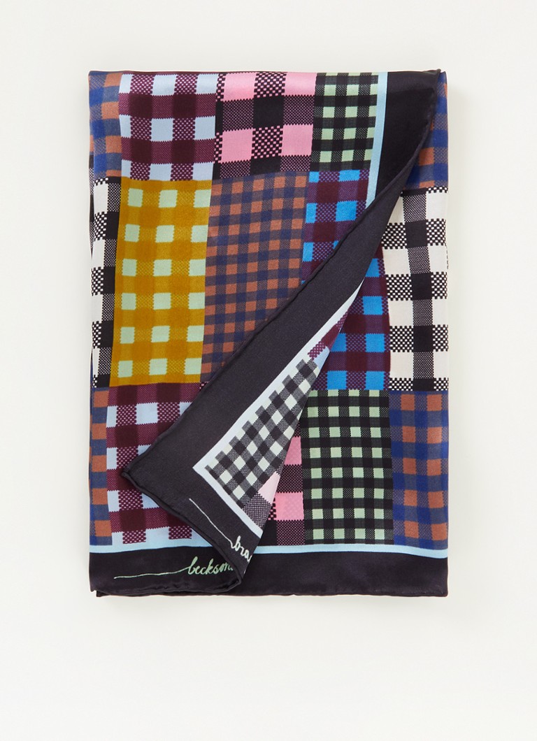 Becksöndergaard - Mukki Sia sjaal van zijde met ruitdessin 65 x 65 cm - Aubergine