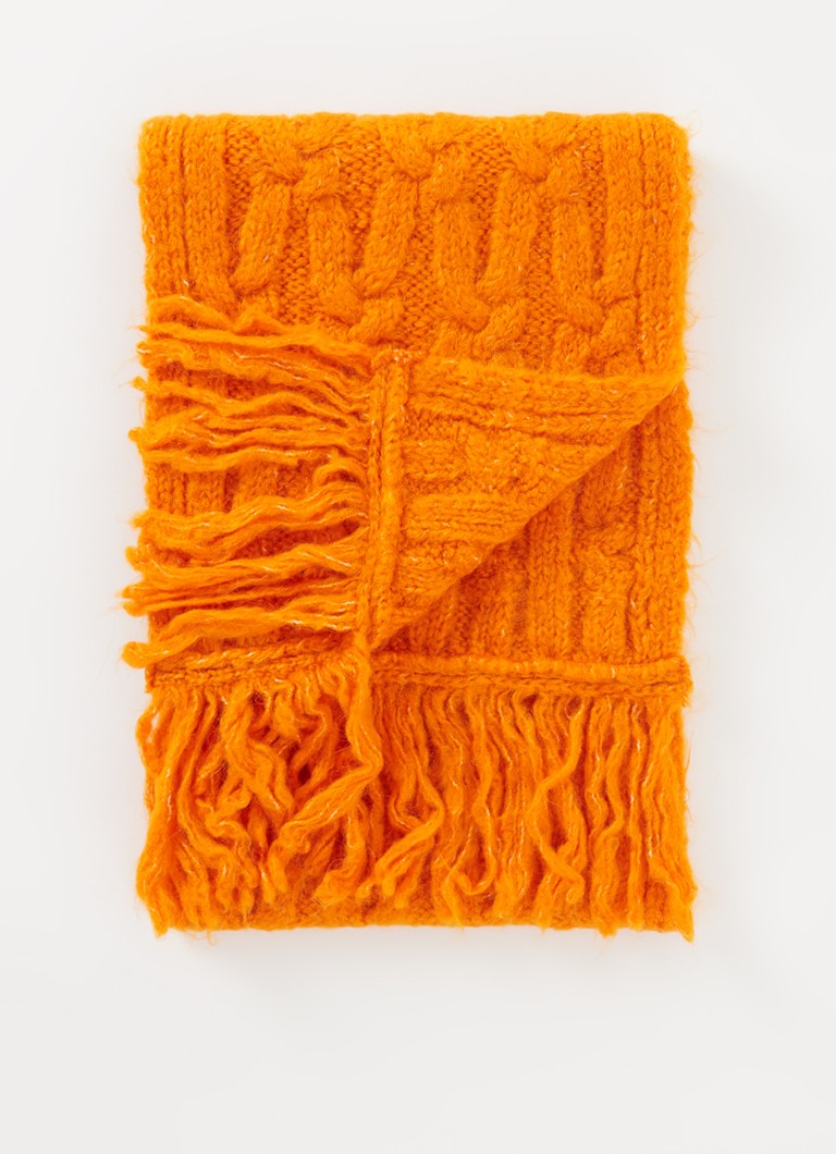 Benetton - Grofgebreide sjaal in wolblend 170 x 30 cm - Orange