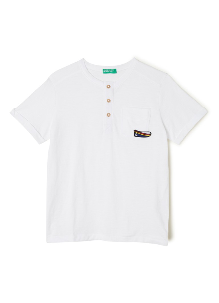Benetton - T-shirt van katoen met patch - Wit