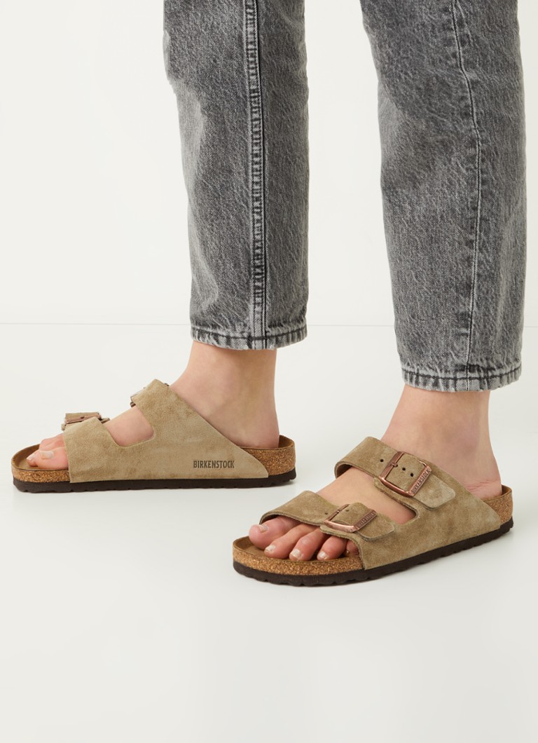 Birkenstock Arizona slipper van leer • Taupe • deBijenkorf.be
