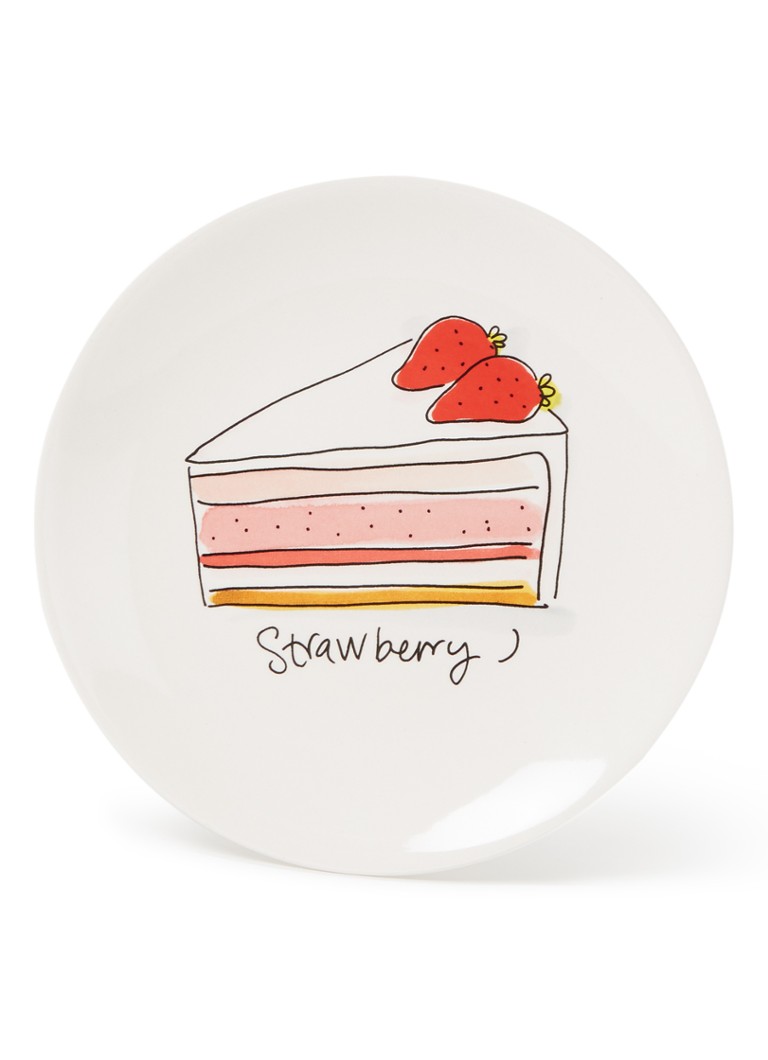 Blond Amsterdam - Strawberry gebaksbordje 18 cm - Gebroken wit