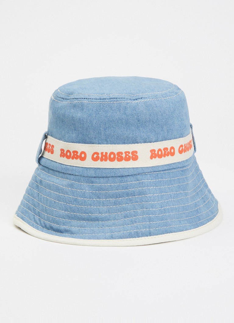 BOBO CHOSES - Bucket hoed van denim met logo - Blauw