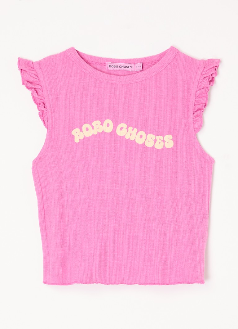 BOBO CHOSES - Wavy top met logoprint - Fuchsia