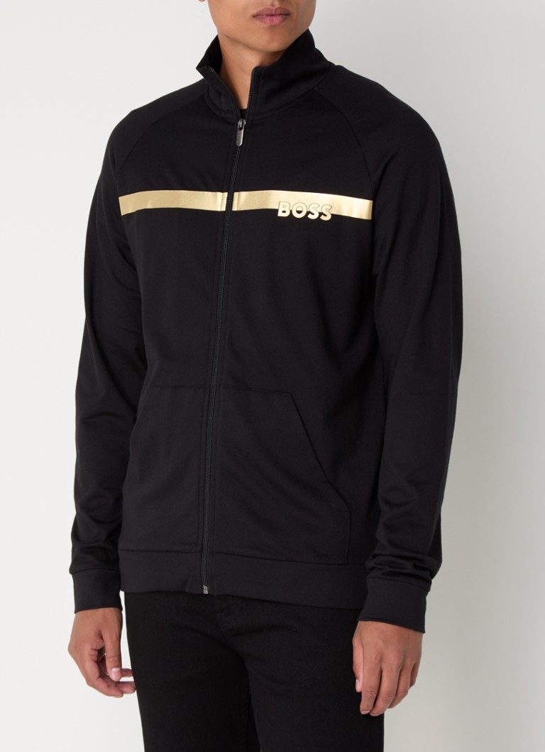 BOSS - Authentic trackvest met logoprint - Zwart
