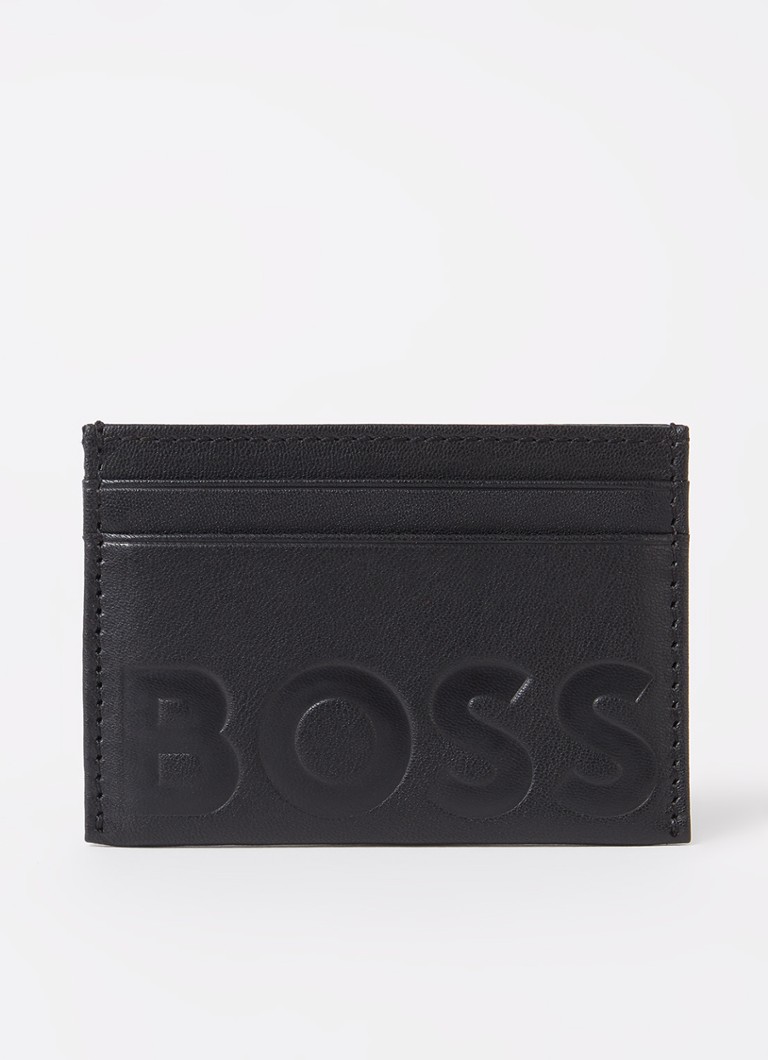 BOSS - Bigg BB pasjeshouder van geitenleer met logo - Zwart