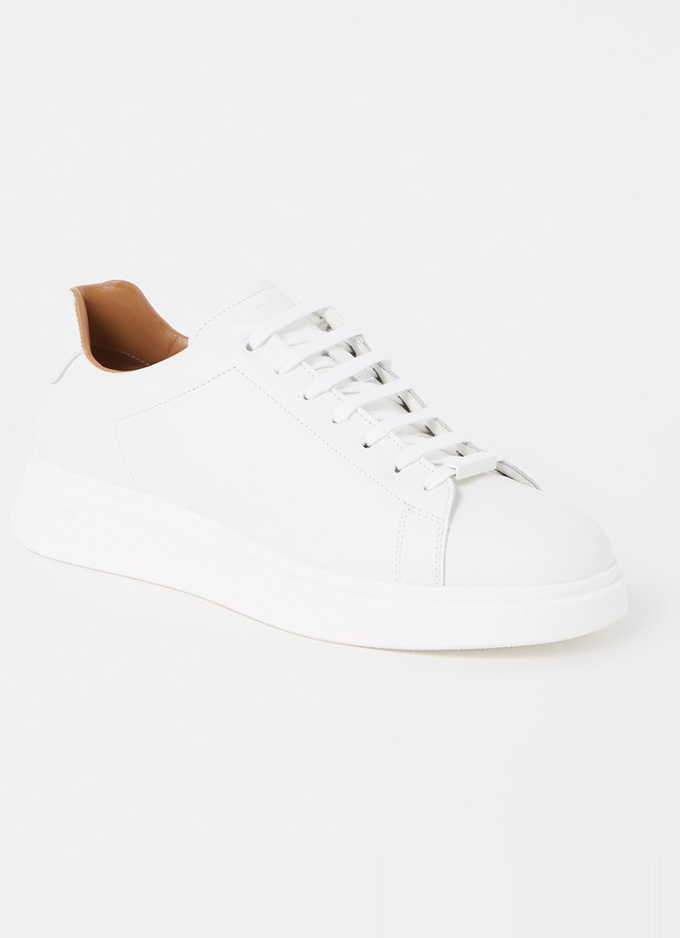 BOSS - Bulton Runn sneaker van leer  - Gebroken wit