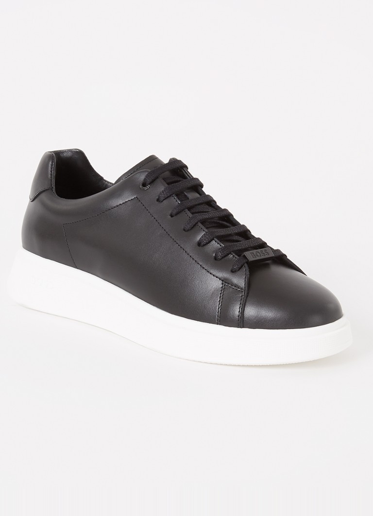BOSS - Bulton Runn sneaker van leer  - Zwart
