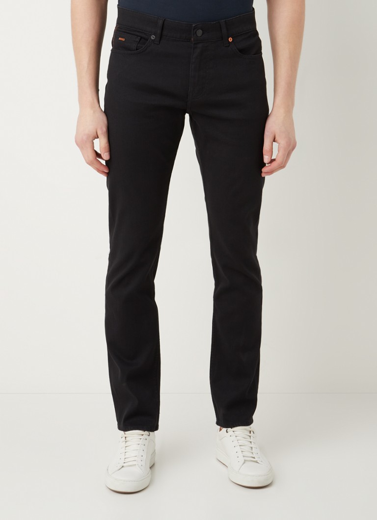 HUGO BOSS - Delaware slim fit jeans met gekleurde wassing  - Zwart
