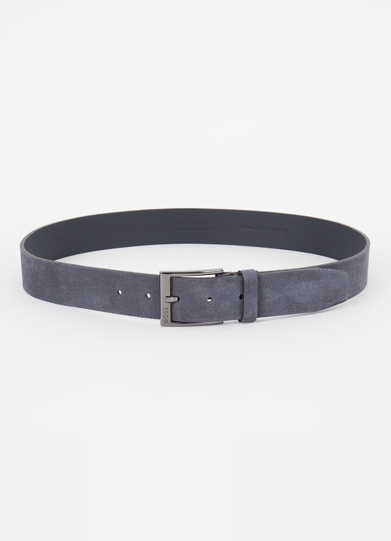 BOSS - Elloy riem van suède  - Donkerblauw