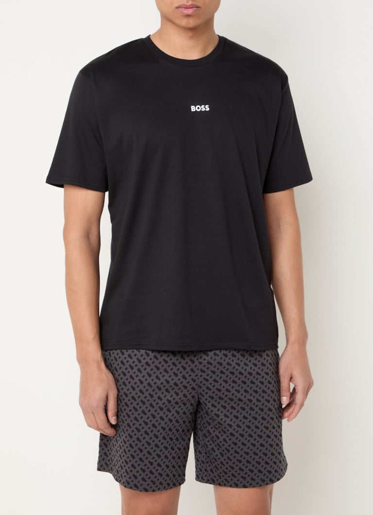 BOSS - Lounge set met logoprint en steekzakken - Zwart
