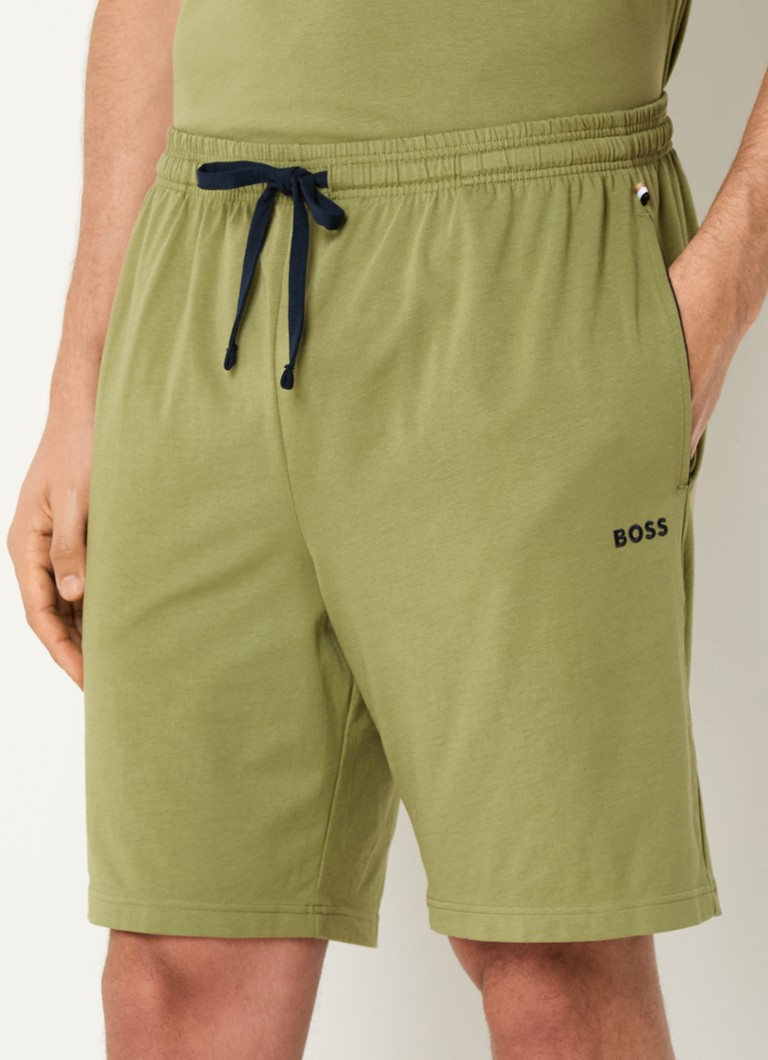 BOSS - Mix&Match loose fit korte broek van sweatstof met steekzakken - Mosgroen