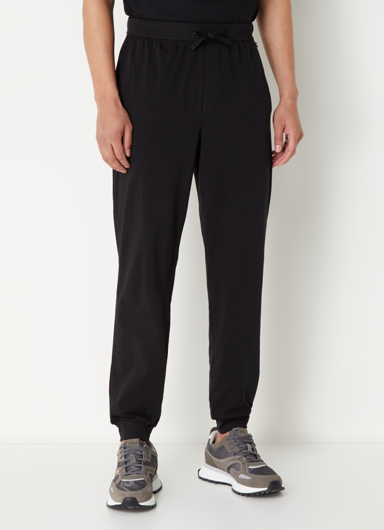 BOSS - Mix&Match loungebroek met logoborduring - Zwart
