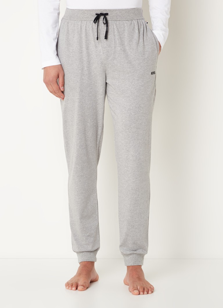 BOSS - Mix&Match loungebroek met logoborduring - Middengrijs