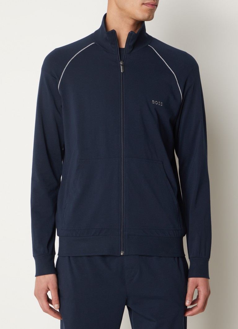 BOSS - Mix&Match sweatvest met logoborduring en steekzakken - Indigo