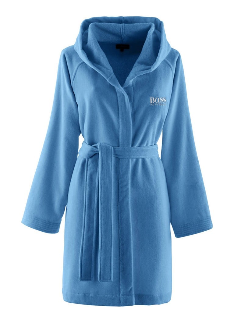 HUGO BOSS - Plain badjas van katoen - Royalblauw